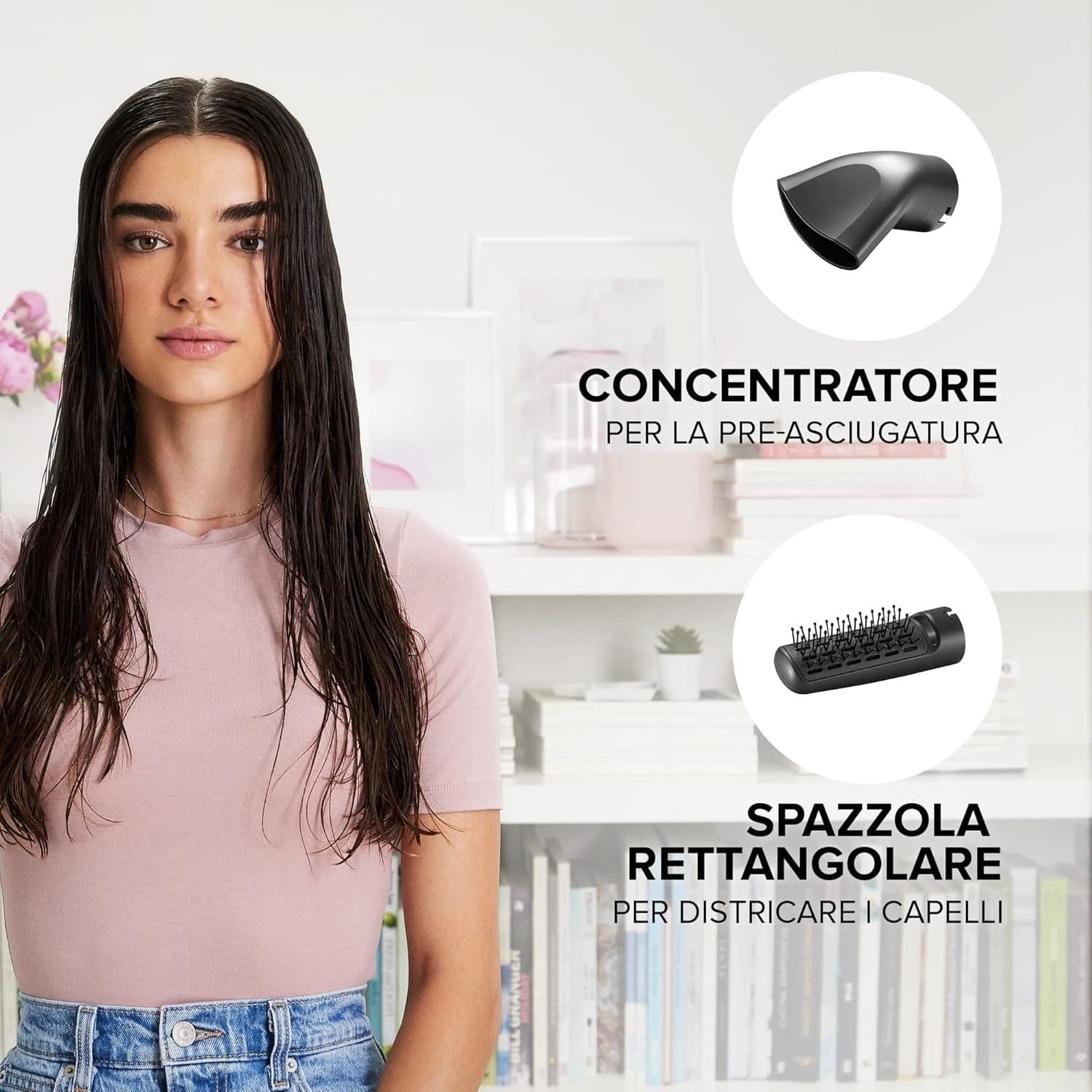 BELLISSIMA Spazzola Ad Aria Calda5 in 1 Accessori per Styliing Liscio Onde Ricci - 6