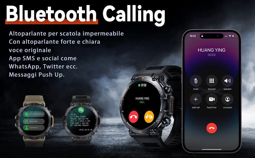 Smartwatch Uomo Orologio Fitness Militari Smart Watch Tracker di attività 35 mm - 8