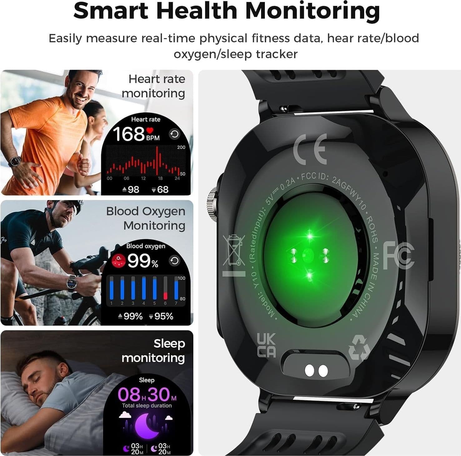 Smartwatch Uomo Donna 1.43" con Chiamate Bluetooth, IP68 Impermeabile (verde) - 4