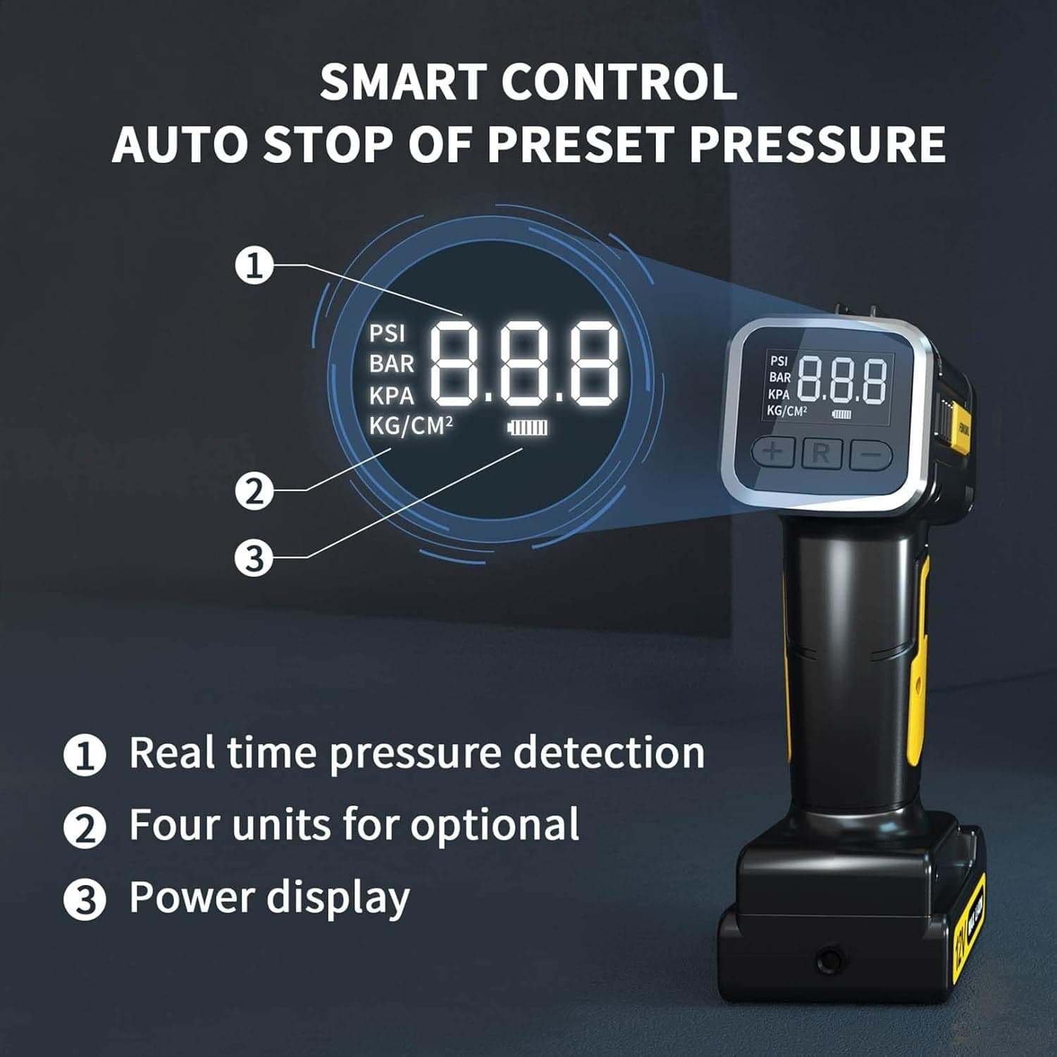 Pompa compressore per pneumatici per auto FOWAWU 160 PSI 7800 mAh batteria litio - 2