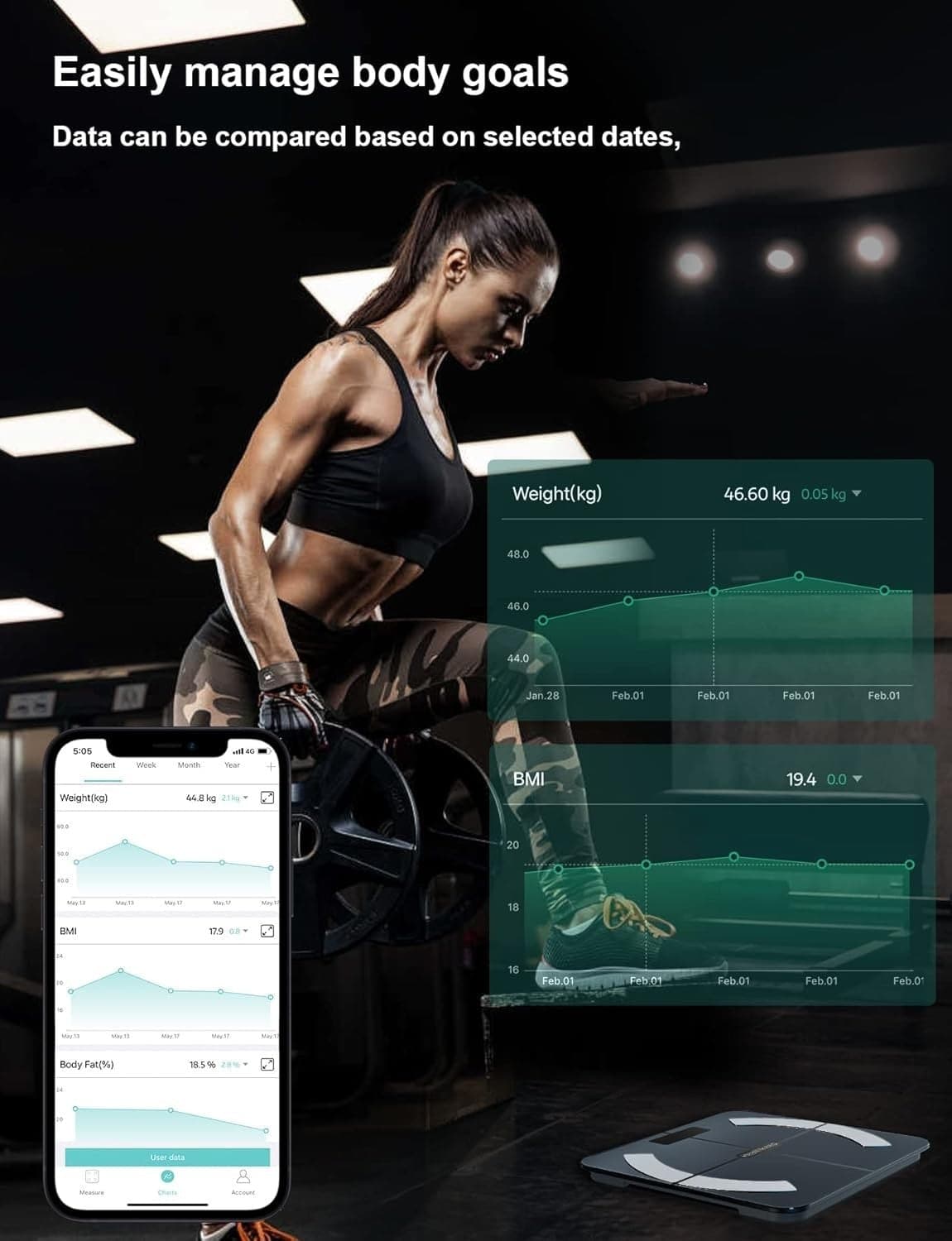 Bilancia Intelligente Impedenziometrica Bluetooth Con App, Bilancia Digitale BMR - 2