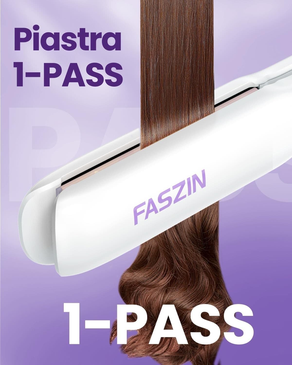 Faszin Piastra Capelli Professionale Stretta 2-in-1,Titanio Ionico,Display LCD - 5