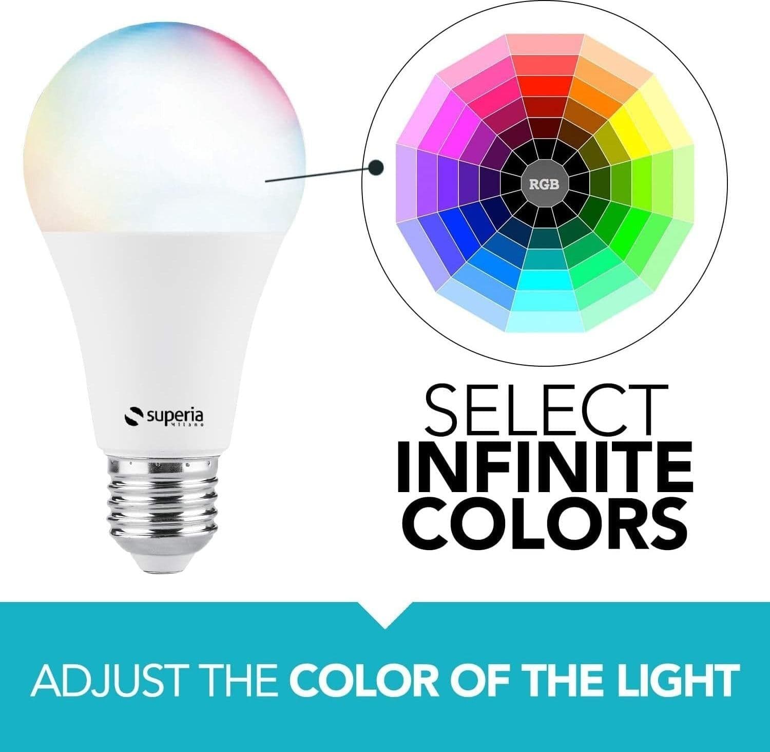 Superia Milano Lampadina SMART RGB + Bianco regolabile (2700K - 6500K) - 2