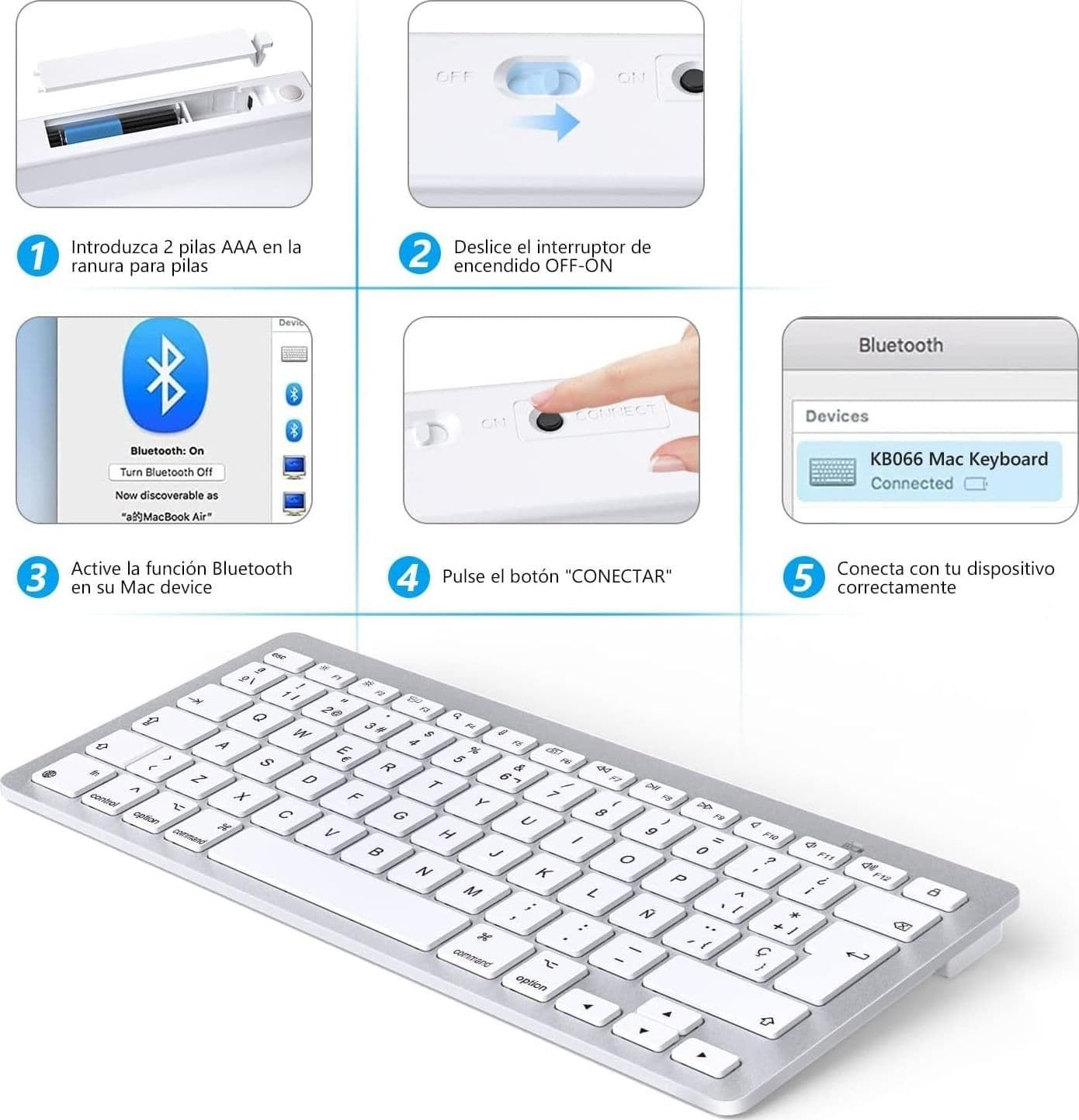 OMOTON Tastiera Bluetooth per Mac OS Tastiera Wireless compatta - 2