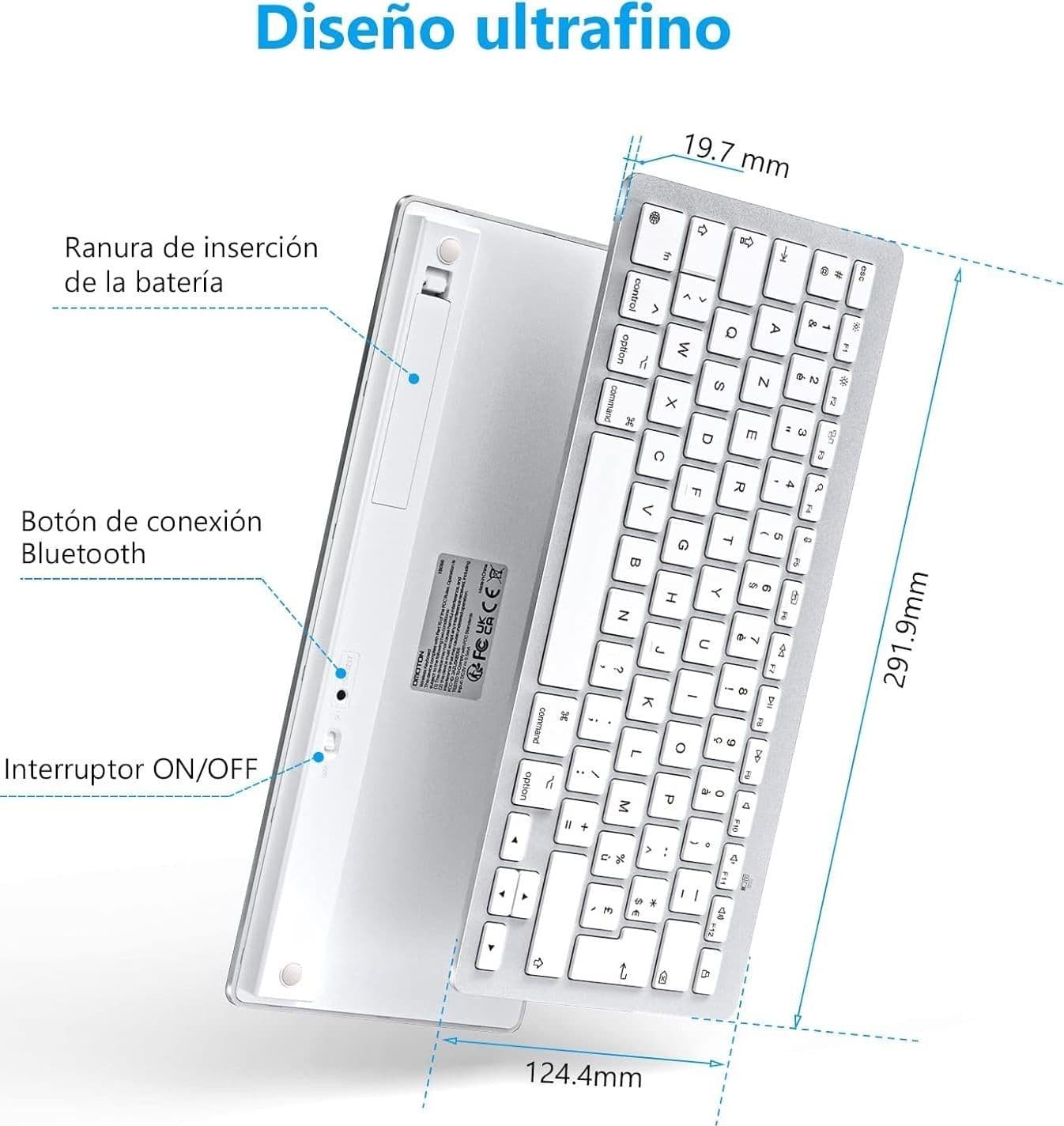 OMOTON Tastiera Bluetooth per Mac OS Tastiera Wireless compatta - 5