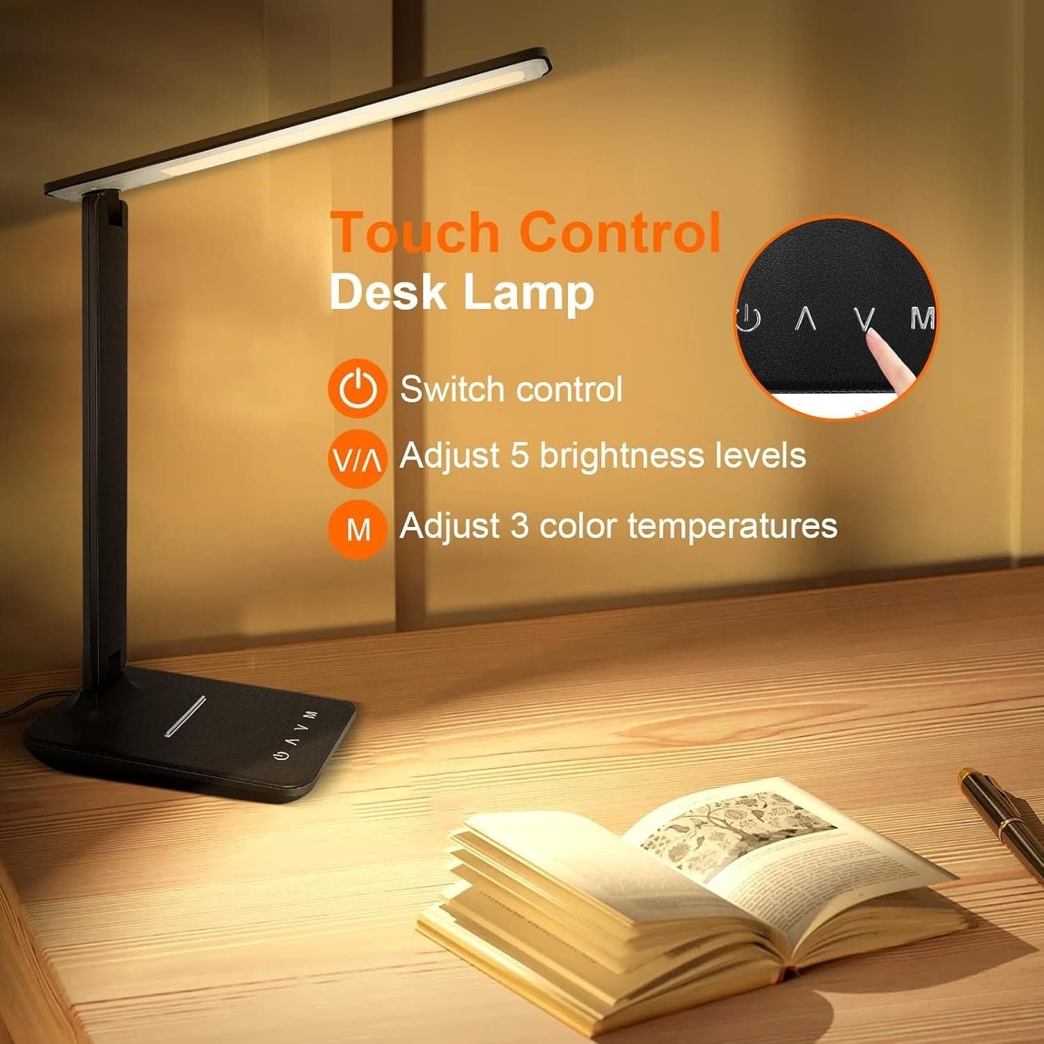 Lampada da scrivania LED Karidi dimmerabile con porta di ricarica USB 5 modalità - 8