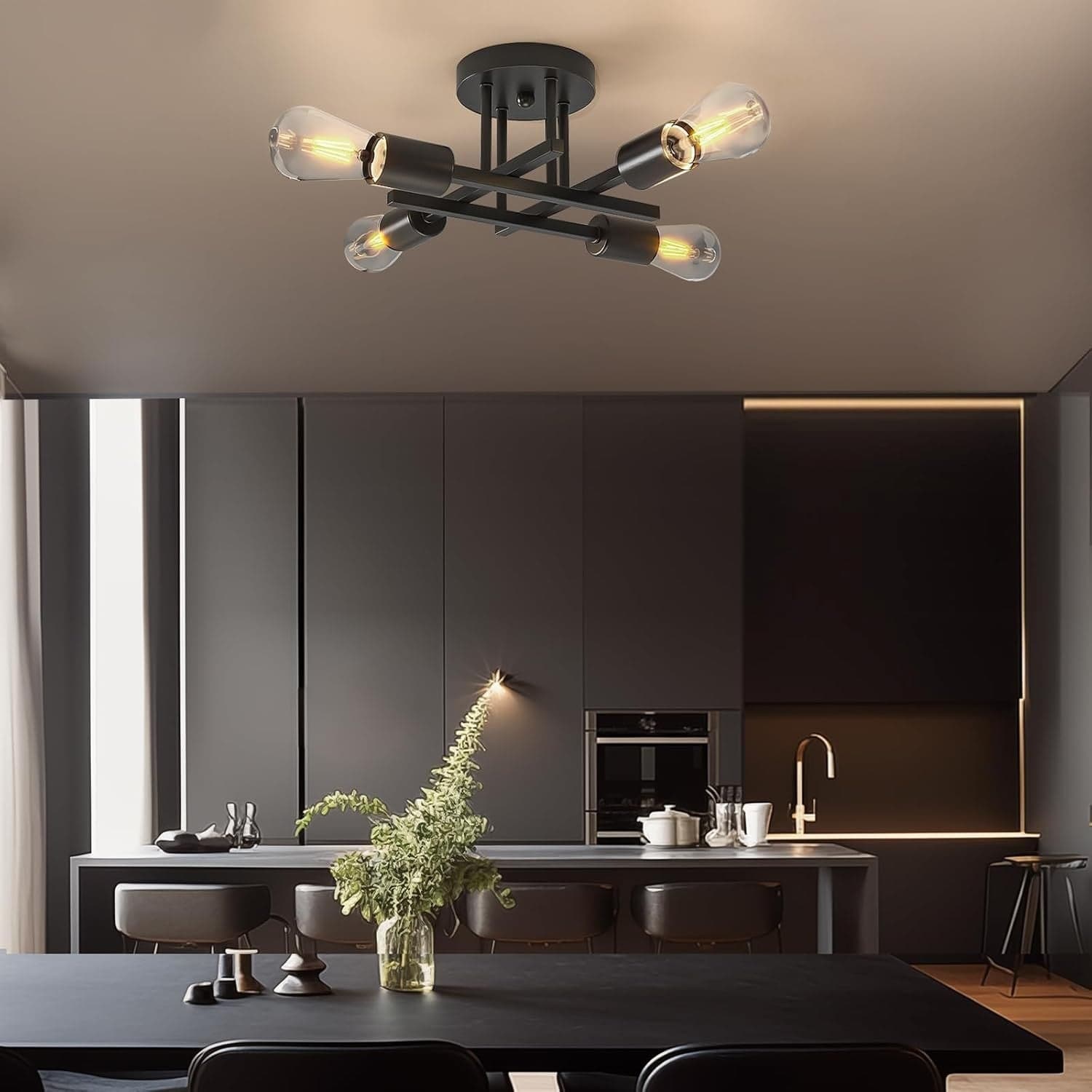Lampada da Soffitto Vintage OTREN4 Fiamme Plafoniera Retrò E27 Lampadario - 2