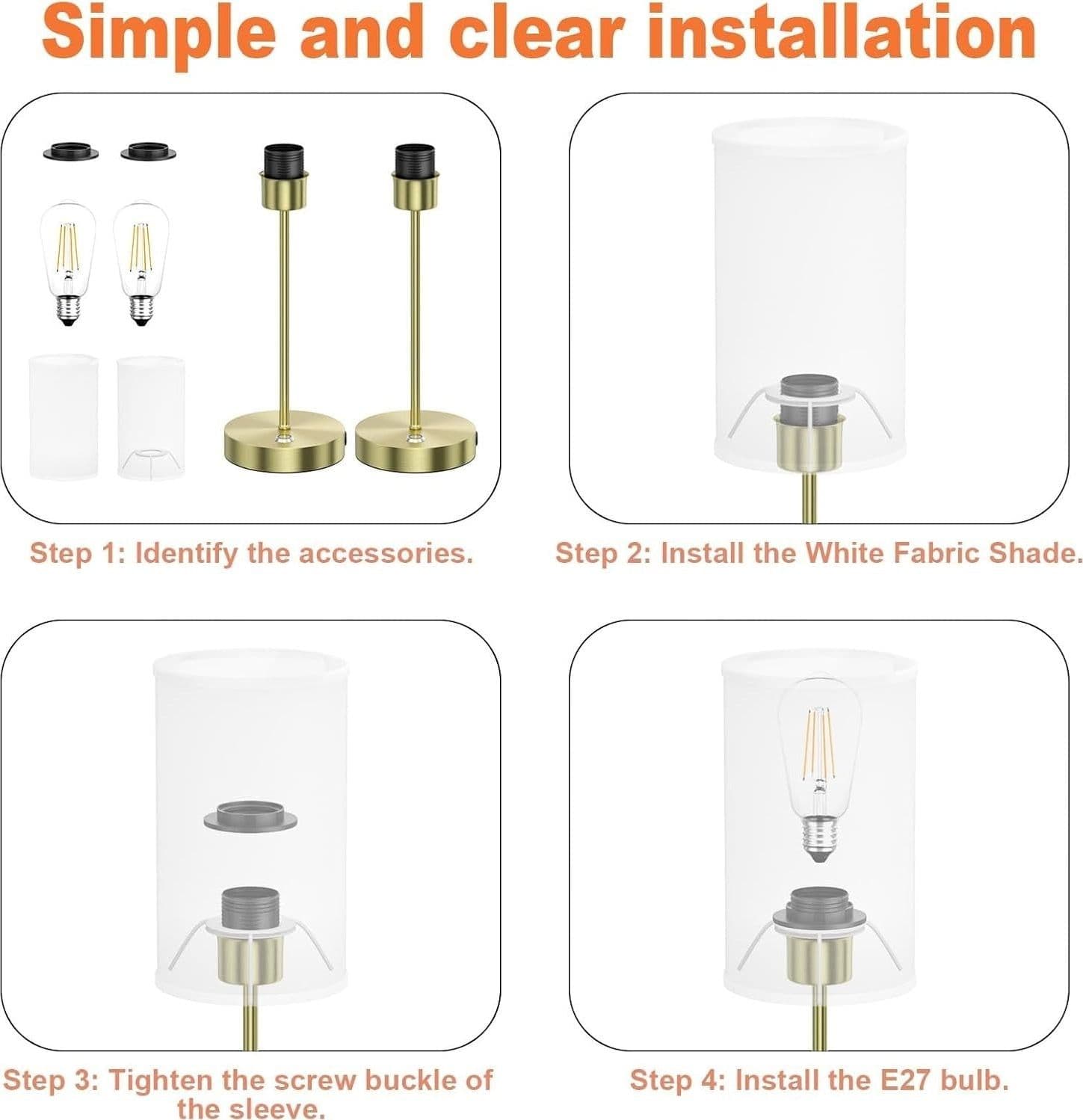 Lampada da tavolo a LED senza fili Oro Set di 2 con batteria da 6000mAh - 4