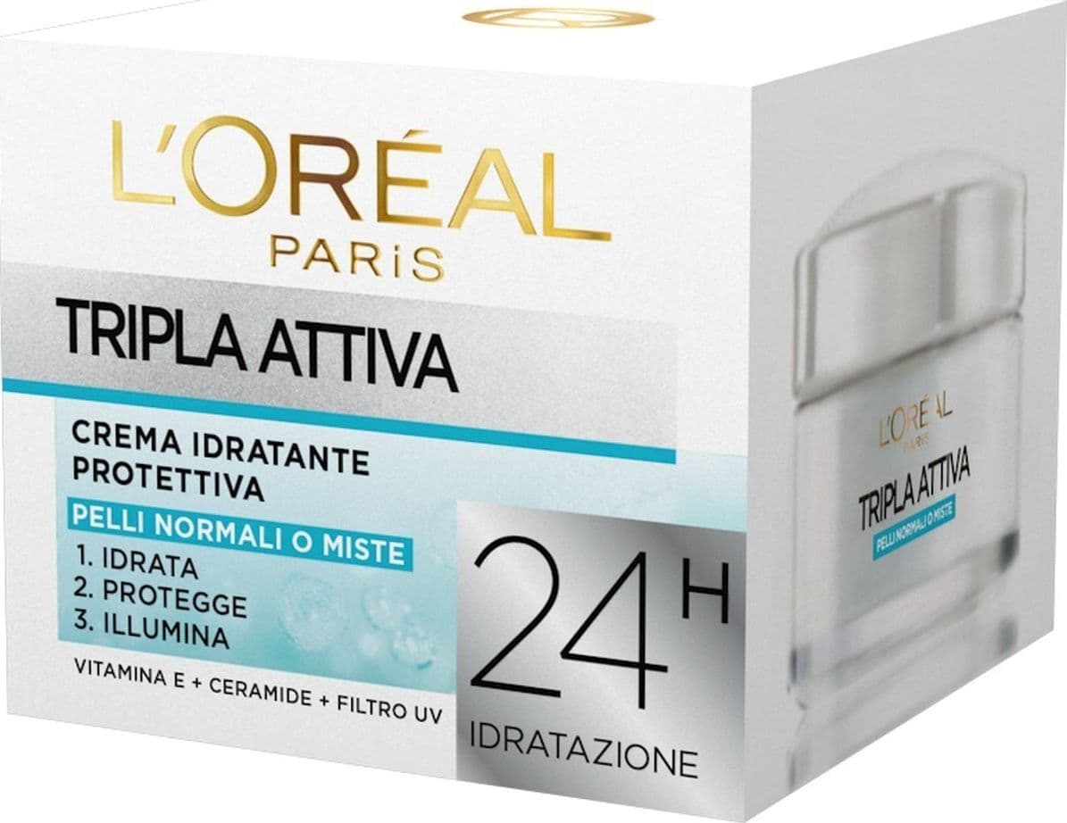 L`Oréal Paris Triple Active Tripla Attiva Crema Idratante Protettiva 50 ML x2 - 3