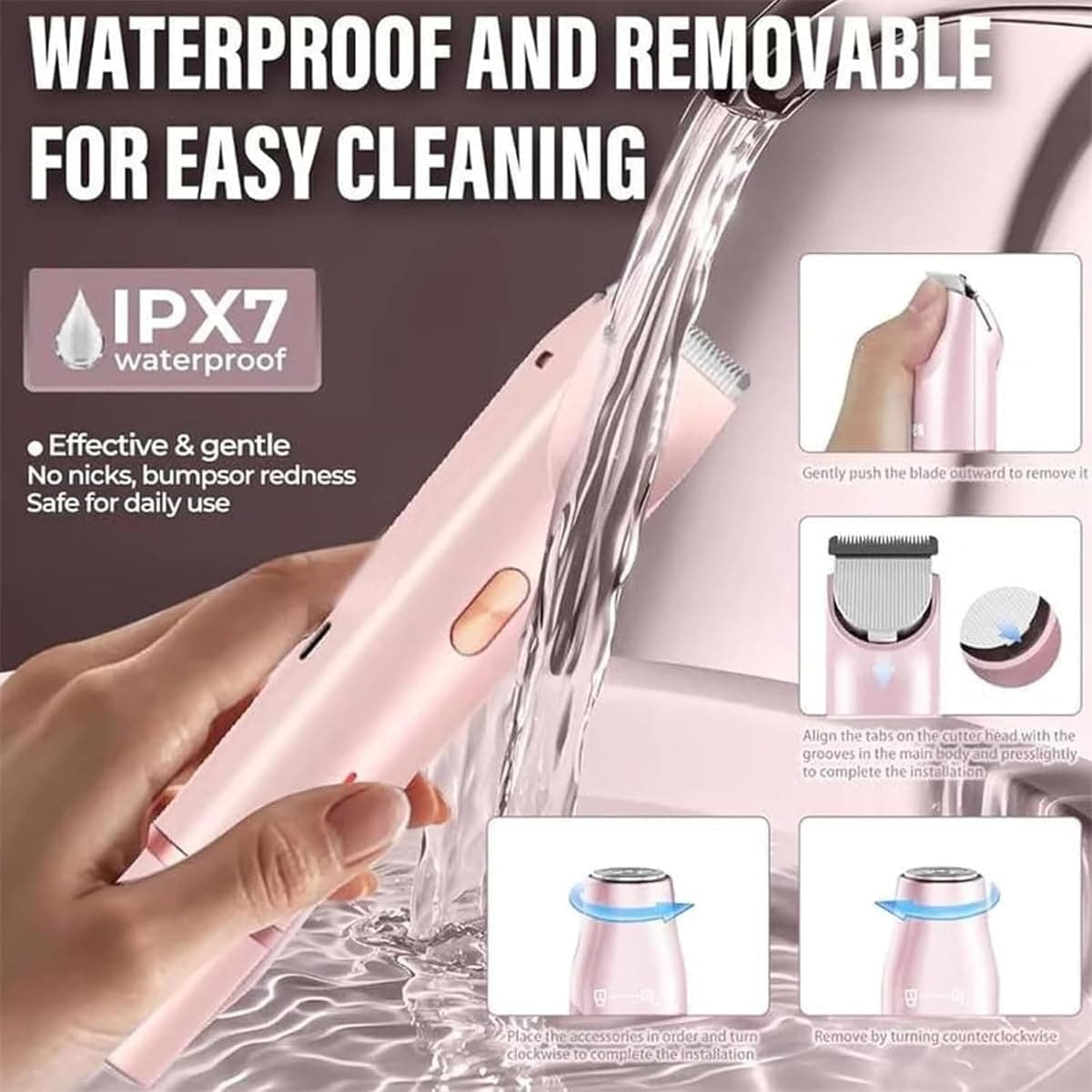 Rasoio elettrico a doppia testa 2in1 rasoio elettrico per bikini IPX7 impermeabi - 4
