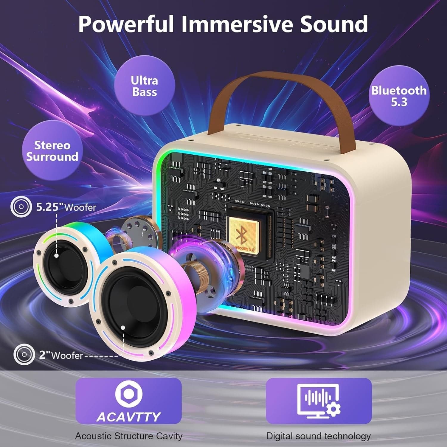 Karaoke Portatile Con 2 Microfoni per Bambini e Adulti JYX D30-T Cassa Bluetooth - 3
