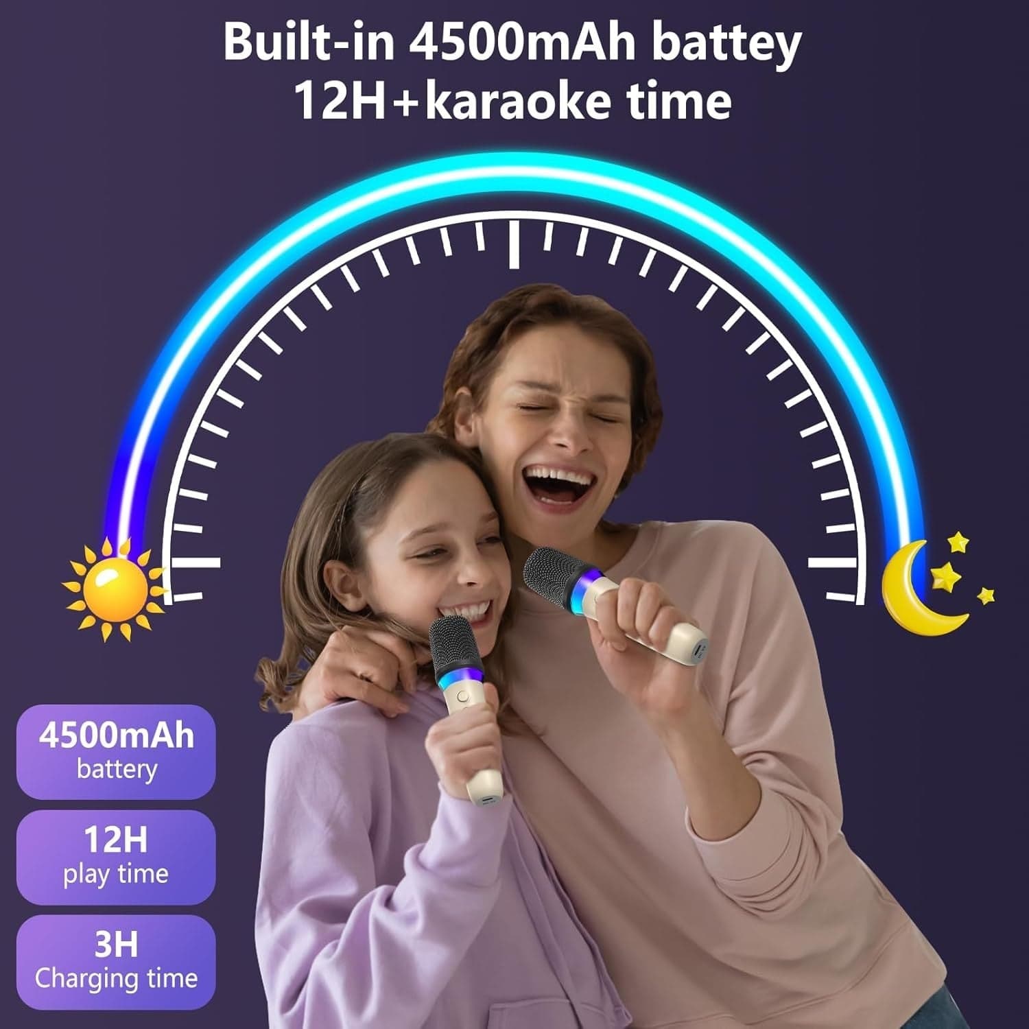 Karaoke Portatile Con 2 Microfoni per Bambini e Adulti JYX D30-T Cassa Bluetooth - 6