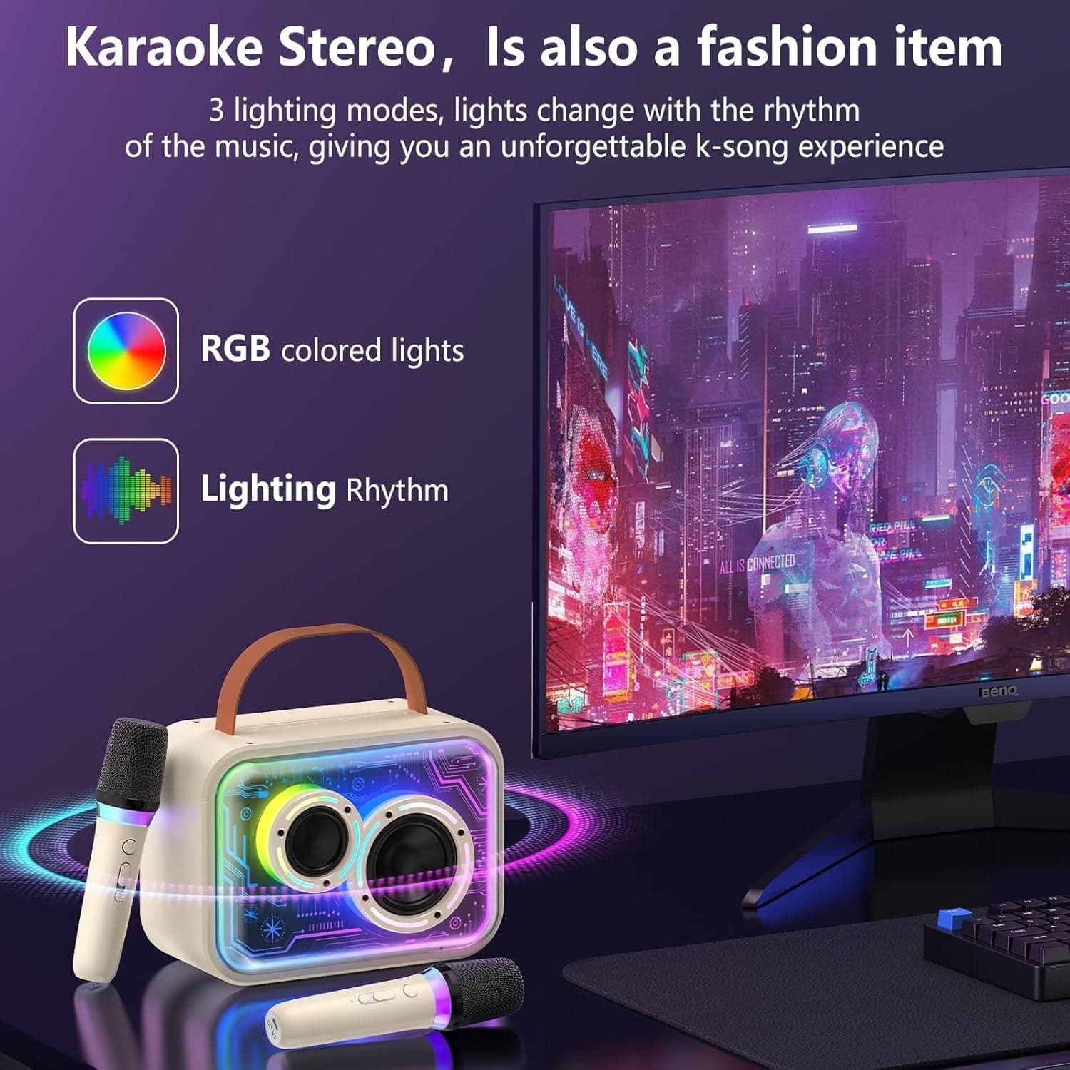 Karaoke Portatile Con 2 Microfoni per Bambini e Adulti JYX D30-T Cassa Bluetooth - 8