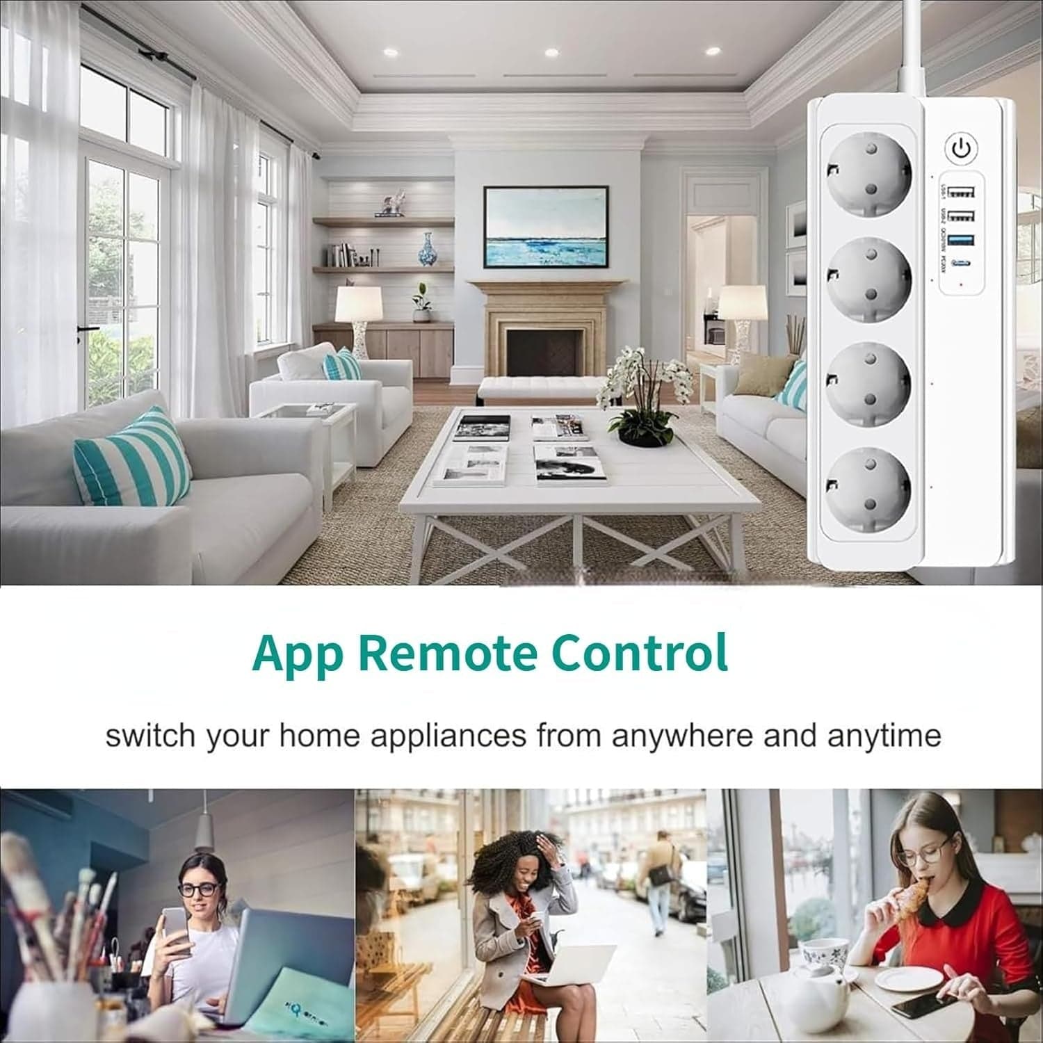 Ciabatta Smart Presa Smart WIFI con 4 preses AC and 3 Porte Type-C UseeLink - 5