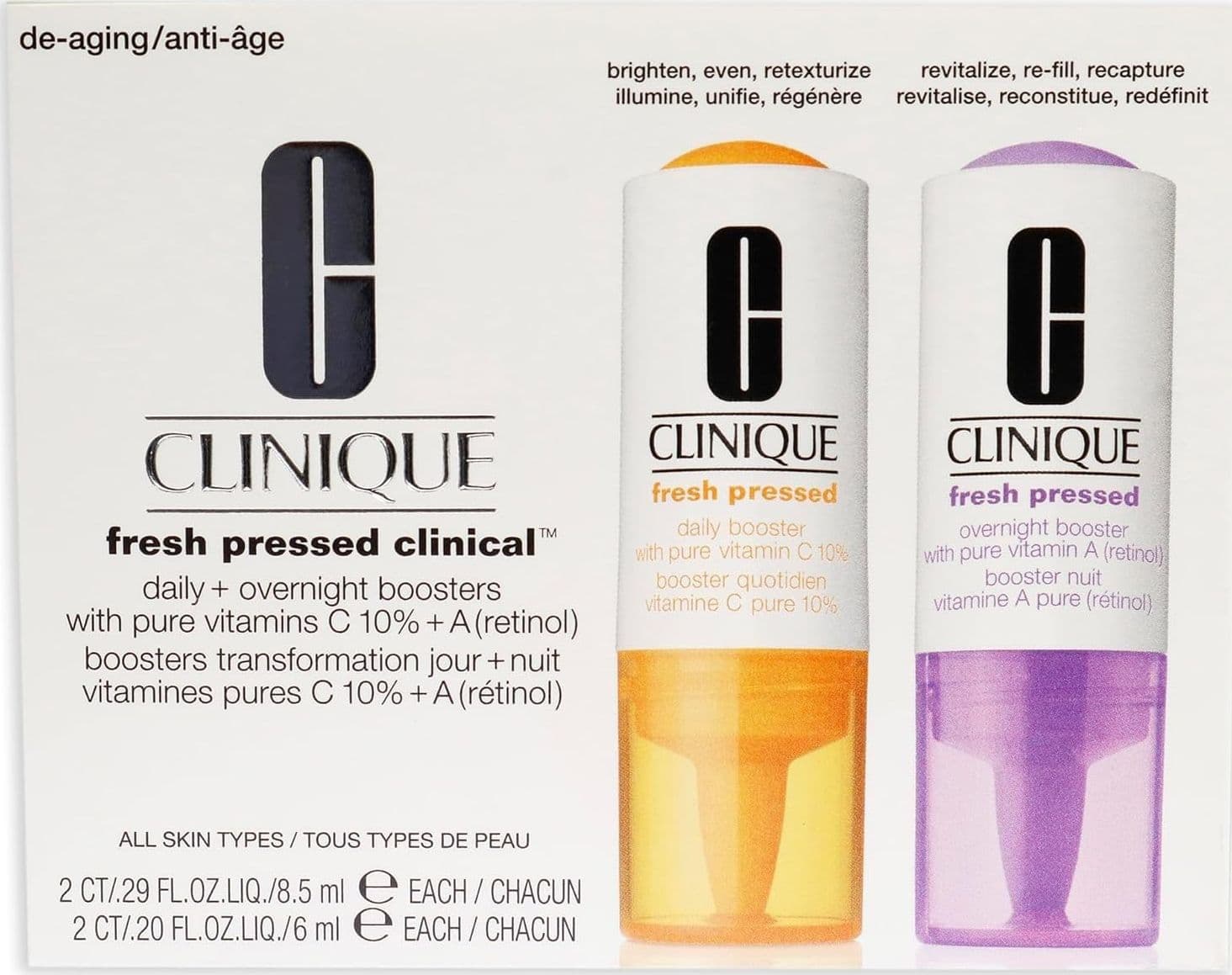 Clinique FRESH PRESSED LOTE 4 pz - clinical daily+ overnight booster 8,5ml + 6ml - 3