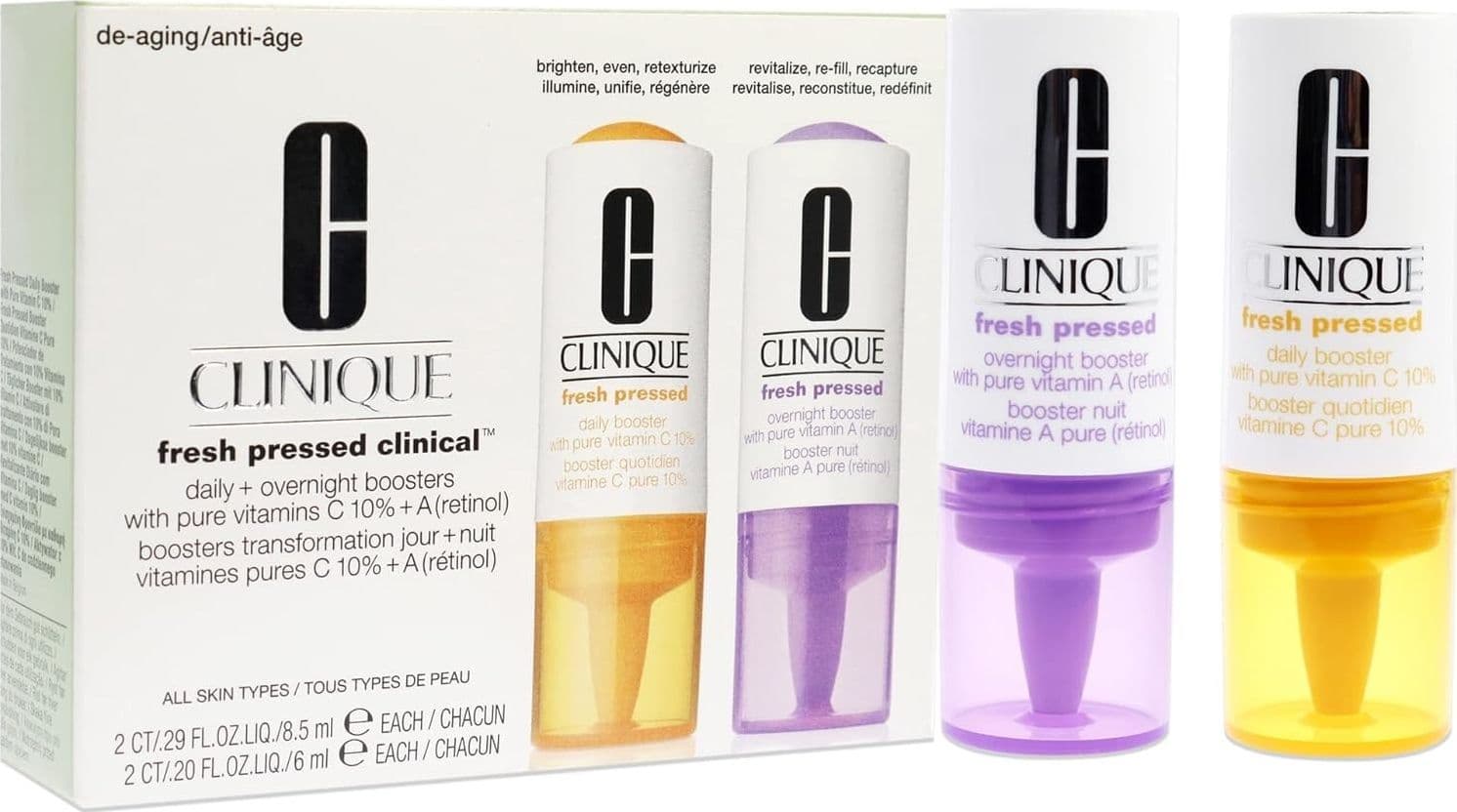 Clinique FRESH PRESSED LOTE 4 pz - clinical daily+ overnight booster 8,5ml + 6ml - 6
