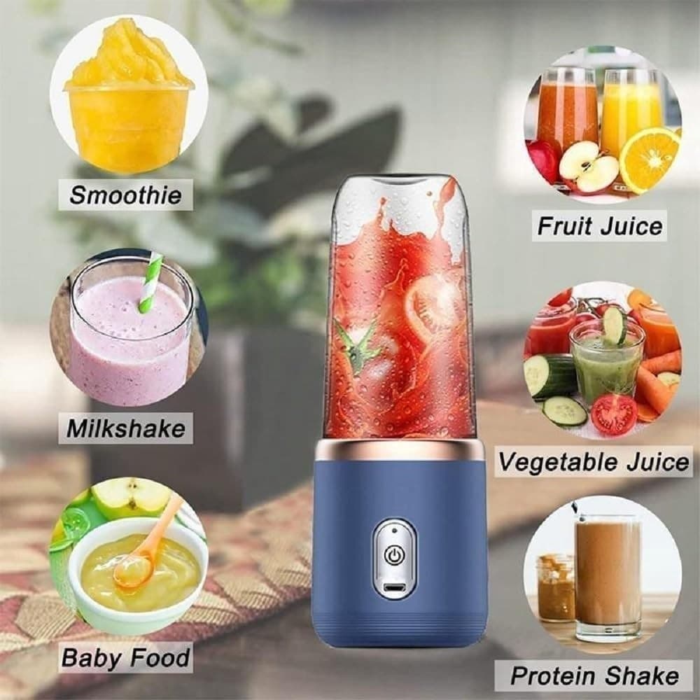Frullatore Portatile USB 400ml Smoothie 6 Lame Ricaricabile Viaggio - 4