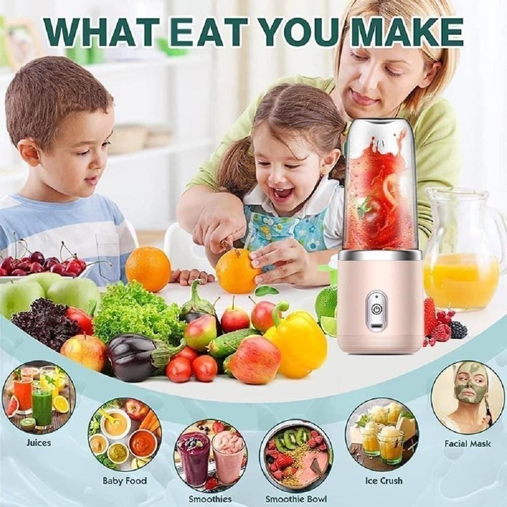 Frullatore Portatile USB 400ml Smoothie 6 Lame Ricaricabile Viaggio - 5