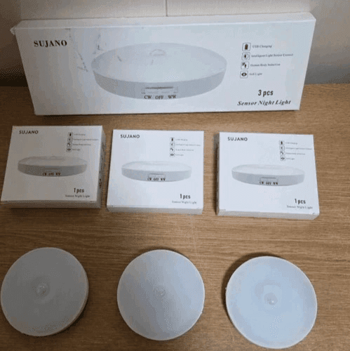 Luce Armadio 12 LED Sensore Movimento Ricaricabile Magnetica Calda Fredda 3Pz - 4