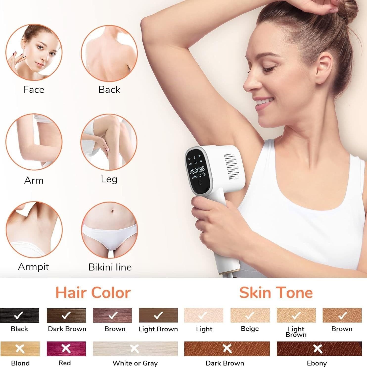 Epilatore Luce Pulsata IPL 999999 Flash Raffreddamento Viso Corpo Uomo Donna - 7