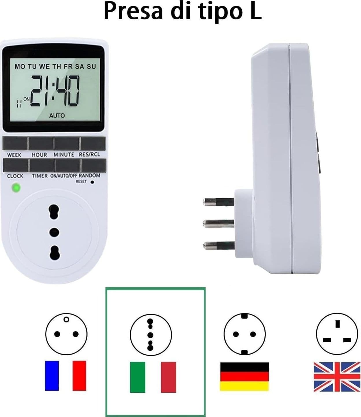 Prese Timer Digitali 2 Programmabili 18 Programmi 16A 3680W LCD Random Casa Luci - 7
