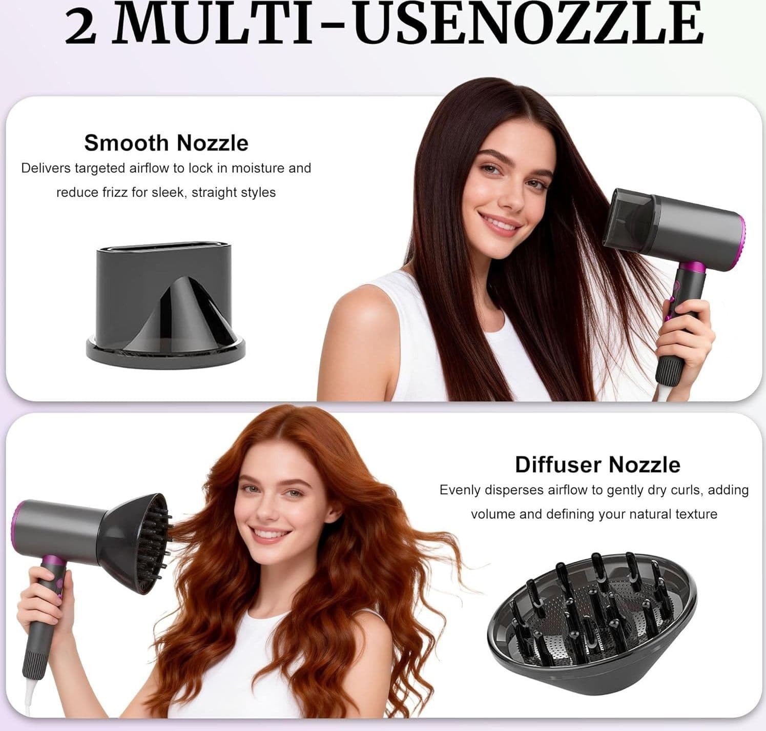 Phon Asciugacapelli Ionico 2200W Silenzioso Diffusore Concentratore Viaggio Casa - 4