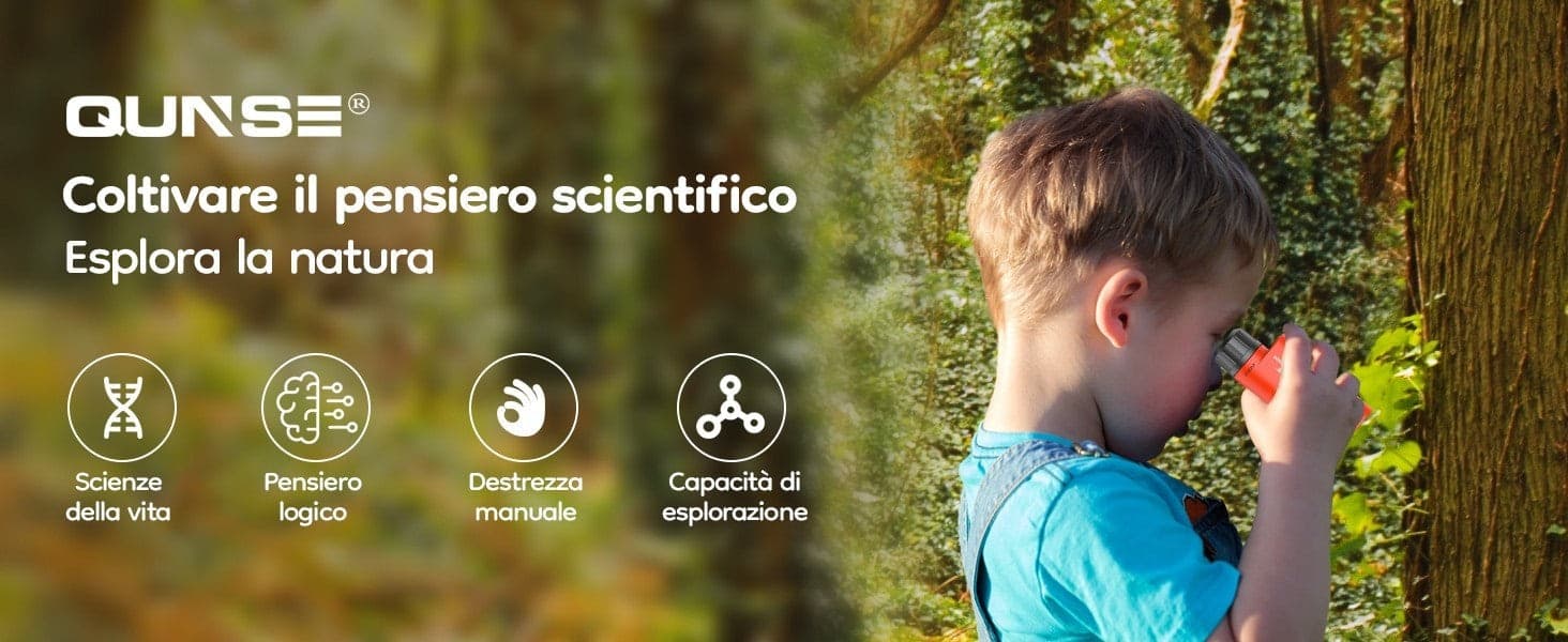 Microscopio Tascabile Bambini 60X-120X LED Mini Portatile 5 Vetrini Regalo Lenti - 12