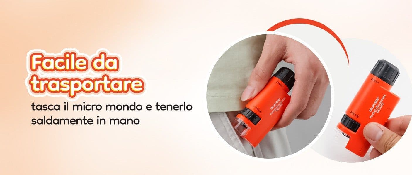 Microscopio Tascabile Bambini 60X-120X LED Mini Portatile 5 Vetrini Regalo Lenti - 13