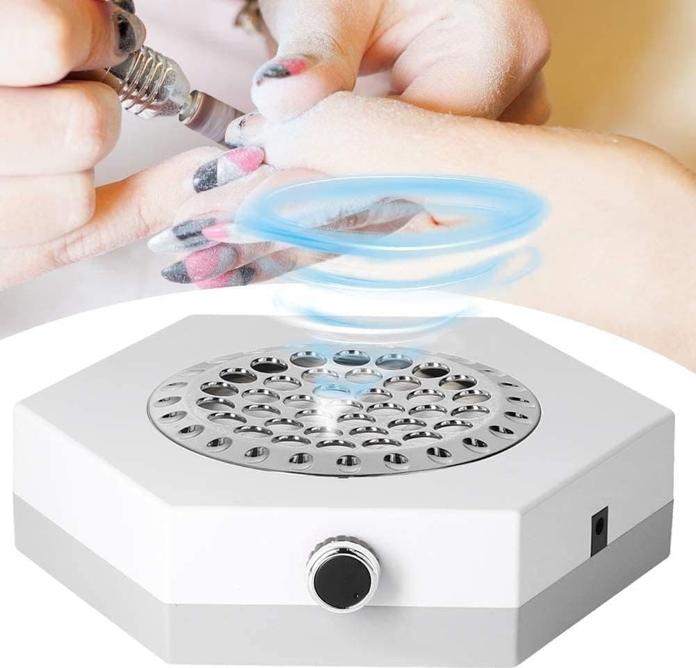 Aspiratore Unghie Professionale 80W Polveri Nail Art Manicure Filtro Bianco - 5