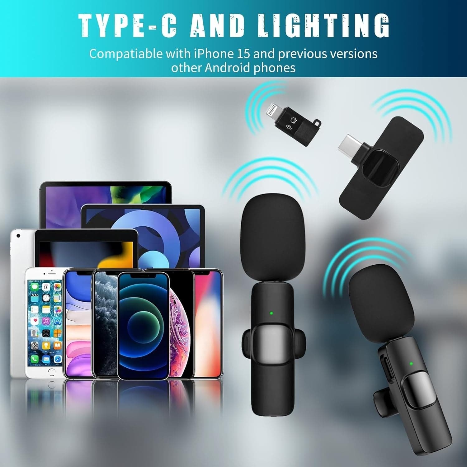 Microfoni Lavalier 2X Wireless USB-C Clip Riduzione Rumore TikTok YouTube - 2