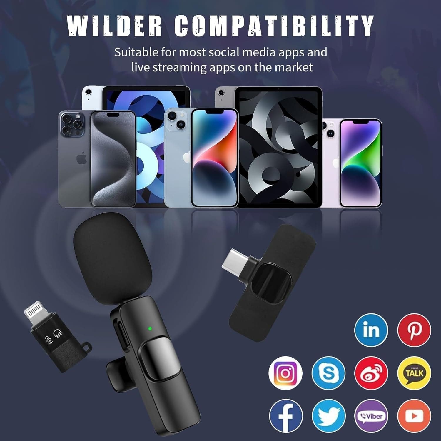 Microfoni Lavalier 2X Wireless USB-C Clip Riduzione Rumore TikTok YouTube - 4