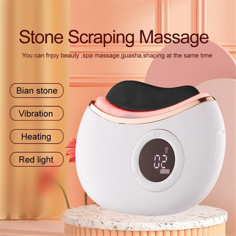 Gua Sha Elettrico Viso GS02 Pietra Rossa Riscaldante Vibrazione Luce Rossa - 2
