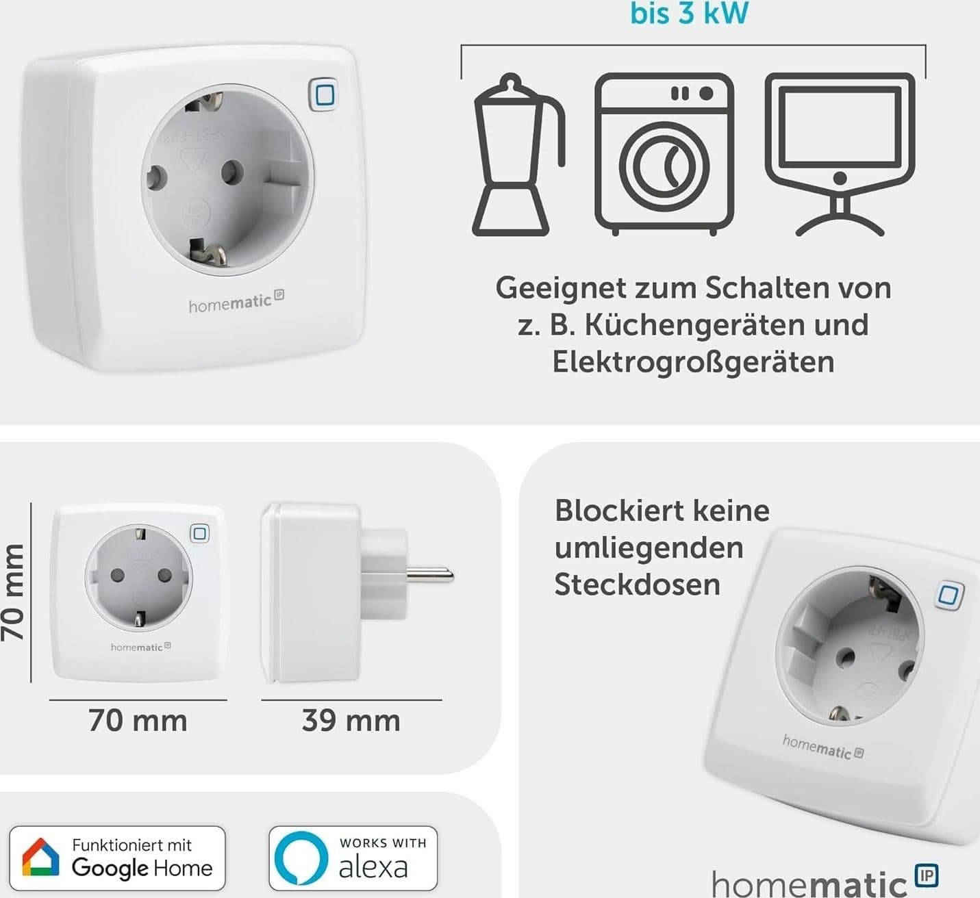 Presa Intelligente Schuko Smart Home App Controllo Vocale Timer Homematic - 4