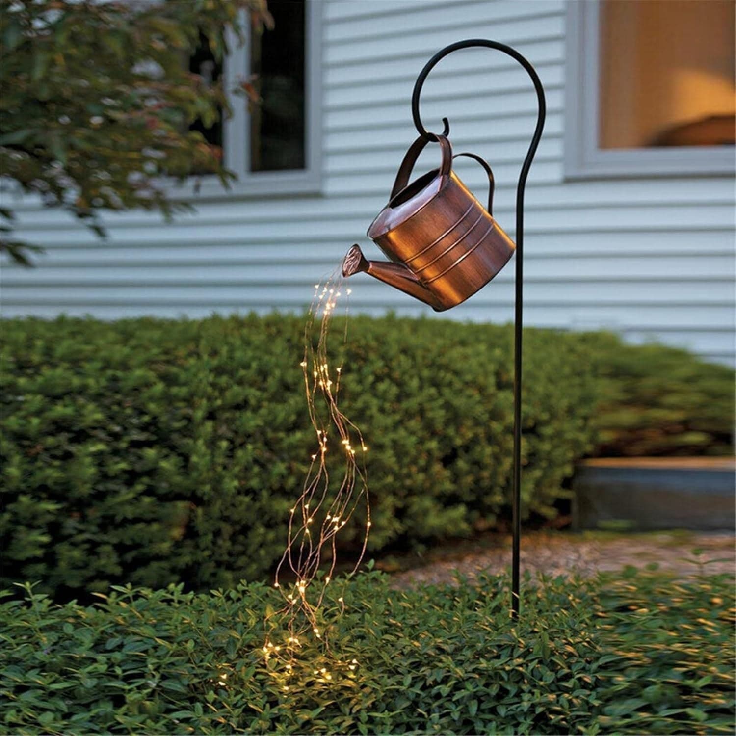 Lampada Giardino Annaffiatoio Rame LED Stella Supporto Prato Patio Batterie AAA - 5