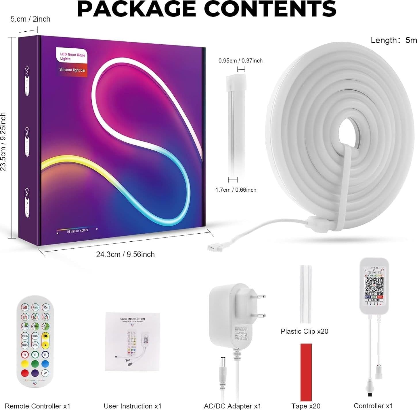 Striscia LED Neon RGBIC 5M 24V Bluetooth App Telecomando IP67 Musica Esterno RGB - 3