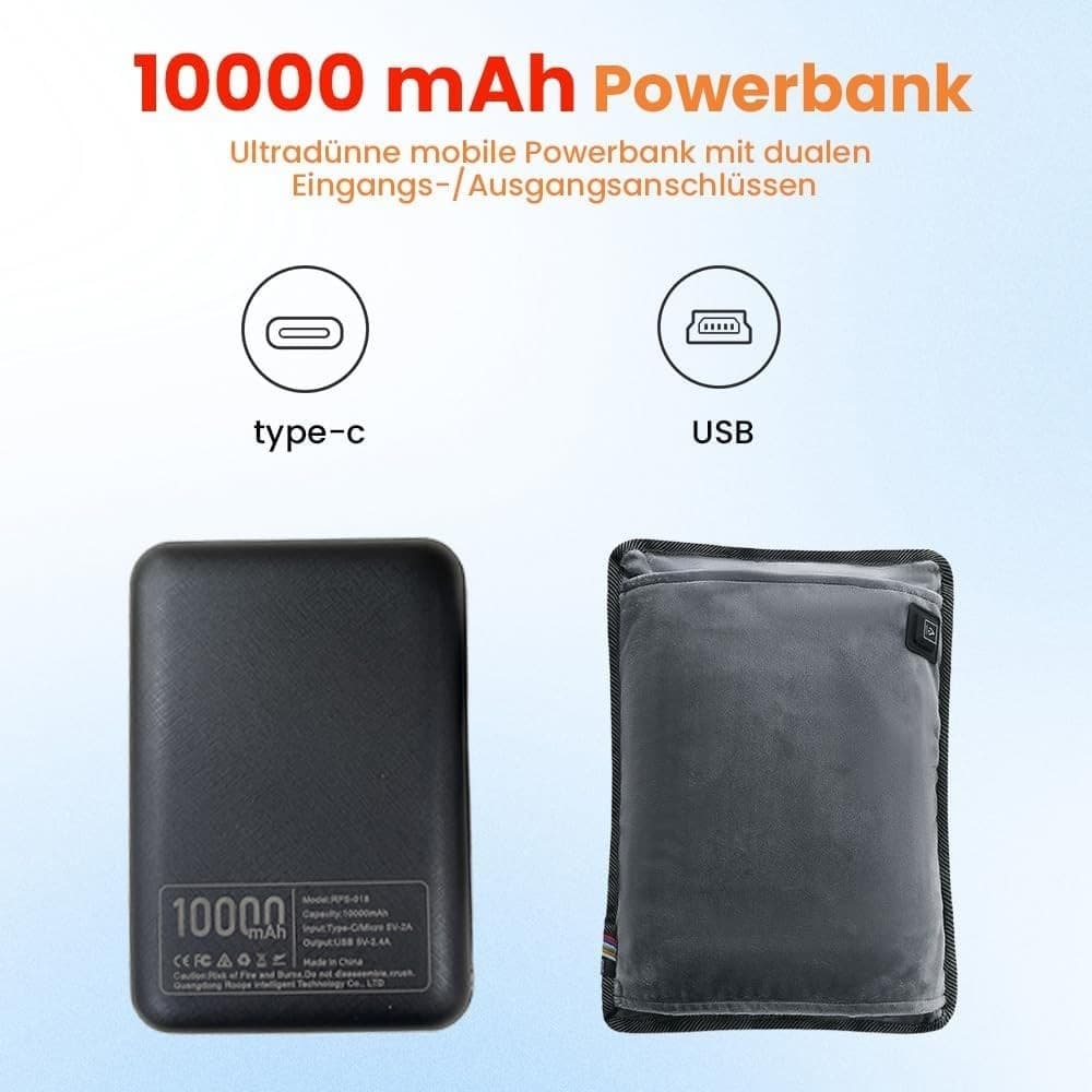 Scaldamani Elettrico 10000mAh USB Power Bank Cintura 3 Livelli Calore Grigio Sci - 4