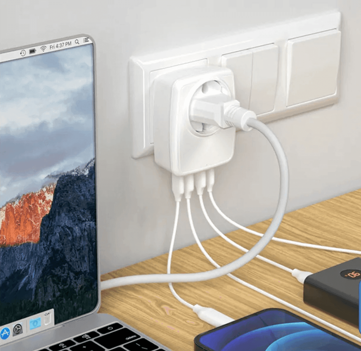 Adattatore Presa Schuko 16A con 3 USB e USB-C 4000W Spina Italiana - 2