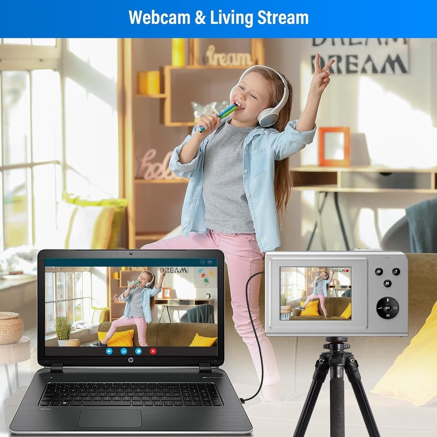 Fotocamera Digitale 68MP 4K 16X 64GB 2 Batterie Argento Compatta Vlog Studenti - 3