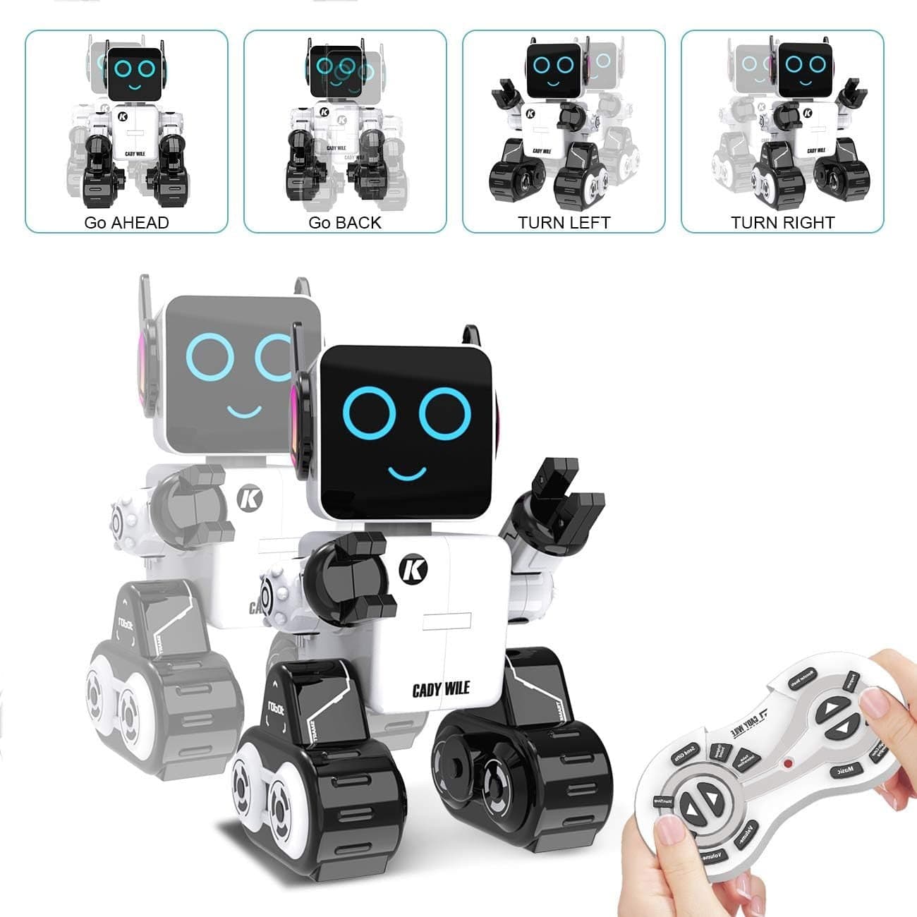 Robot Interattivo Bambini RC Telecomando Salvadanaio Canta Balla Voce USB Bianco - 2