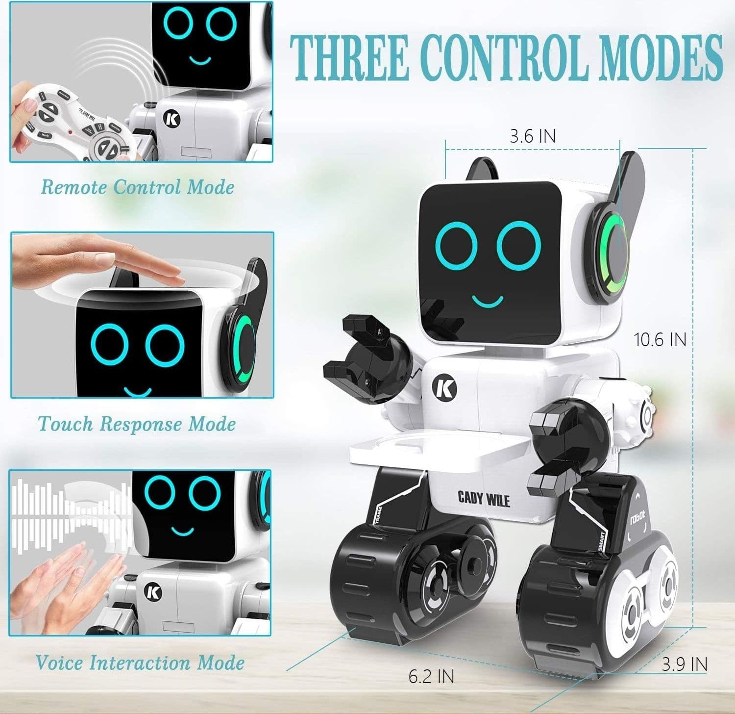 Robot Interattivo Bambini RC Telecomando Salvadanaio Canta Balla Voce USB Bianco - 5