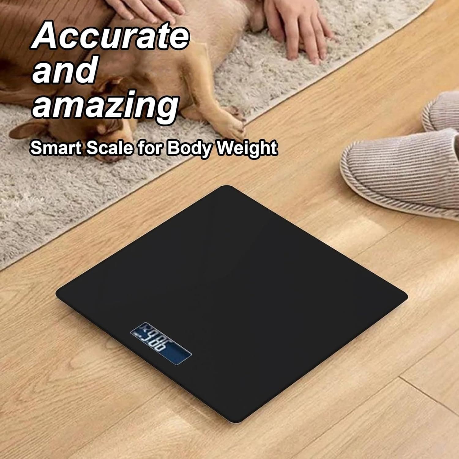 Bilancia Pesapersone Digitale Bagno 180kg LCD Blu Temperatura Massa Grassa Nera - 6