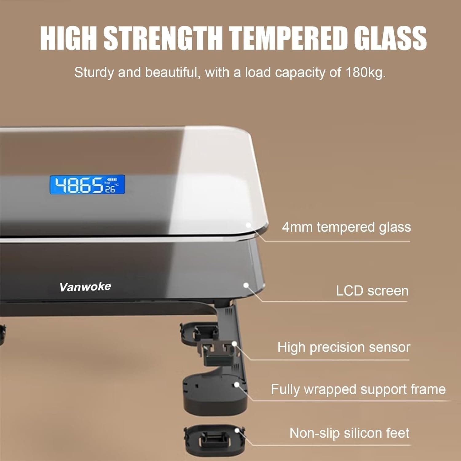 Bilancia Pesapersone Digitale Bagno 180kg LCD Blu Temperatura Massa Grassa Nera - 8