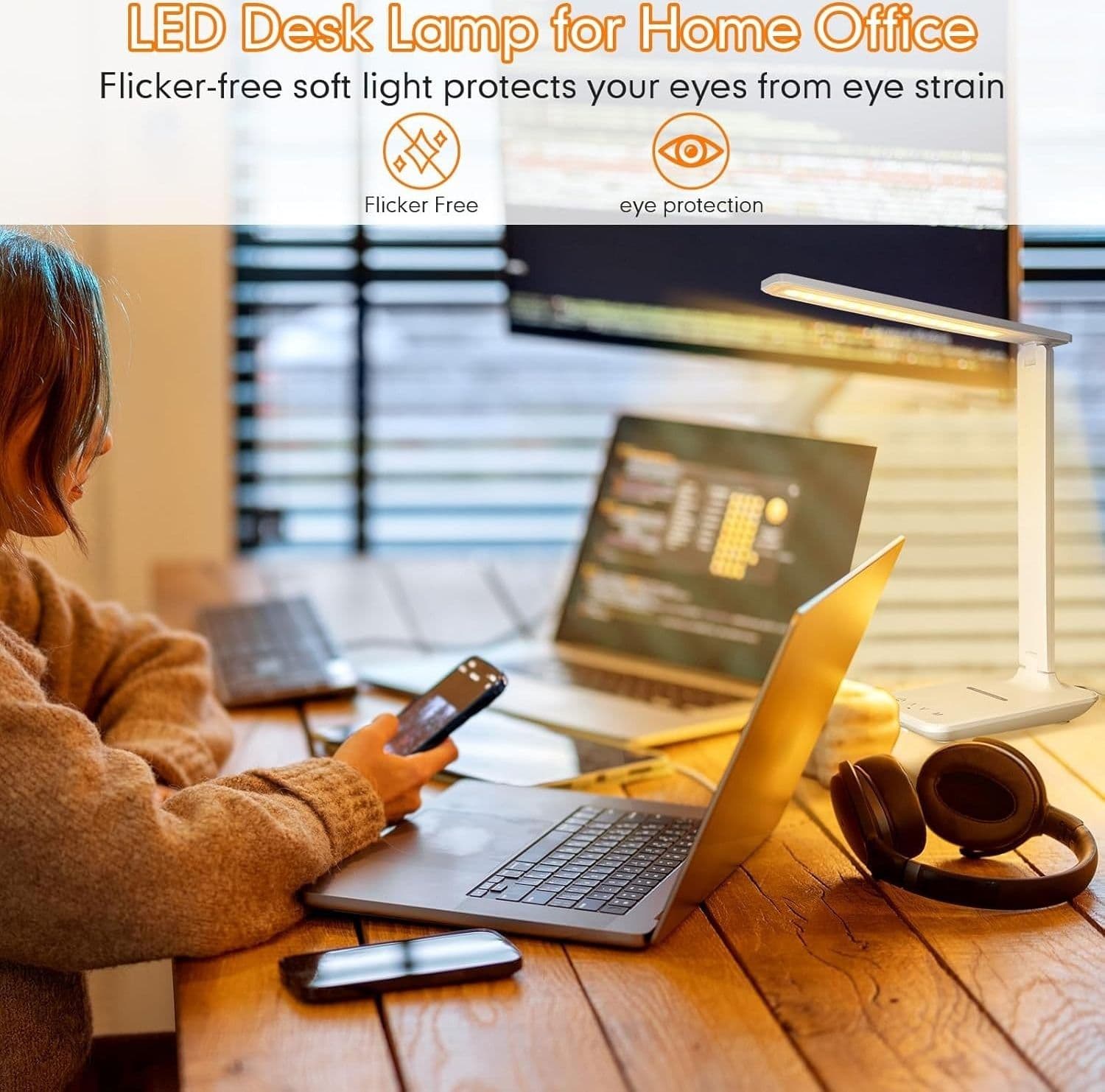Lampada Scrivania LED Dimmerabile Pieghevole USB Ricarica Wireless Touch Bianca - 4