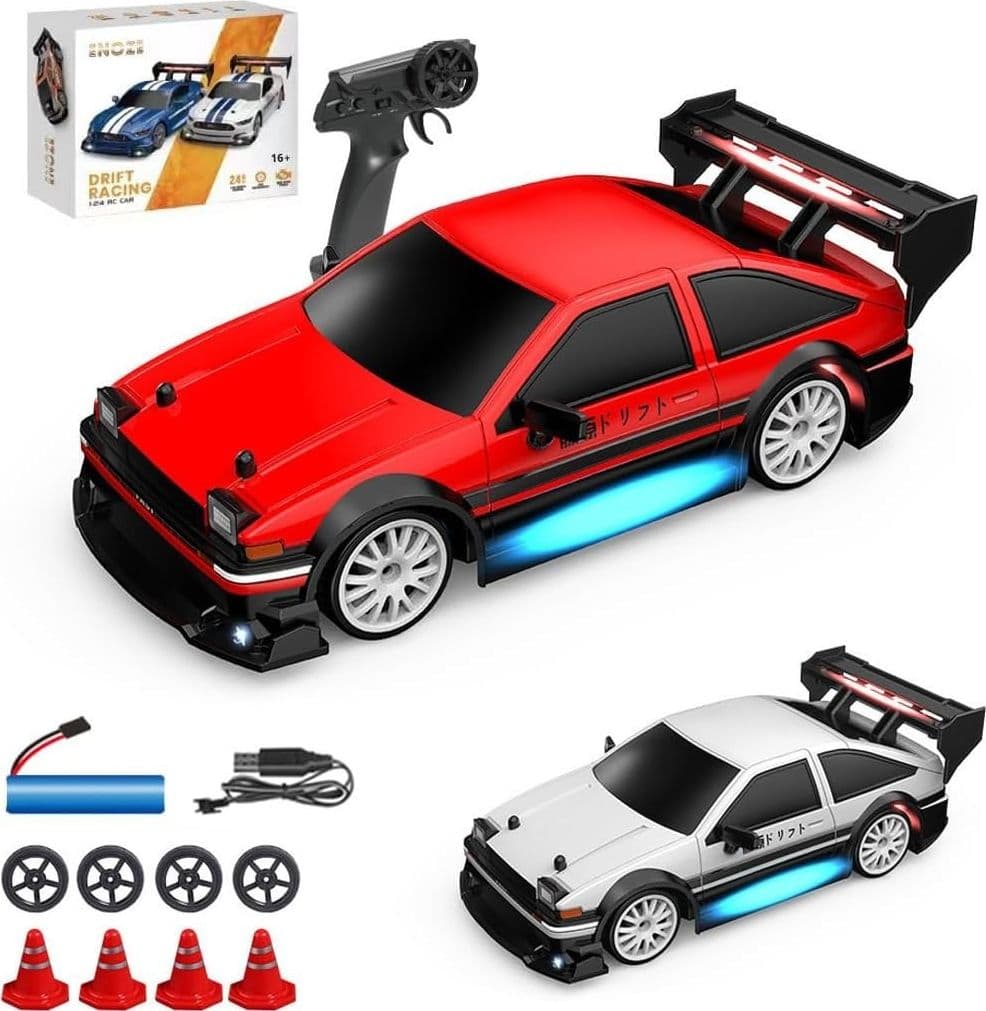 Auto Telecomandata RC Drift 1:24 4WD 30KM/H 2.4GHz LED 3 Batterie Regalo Ragazzi - 2