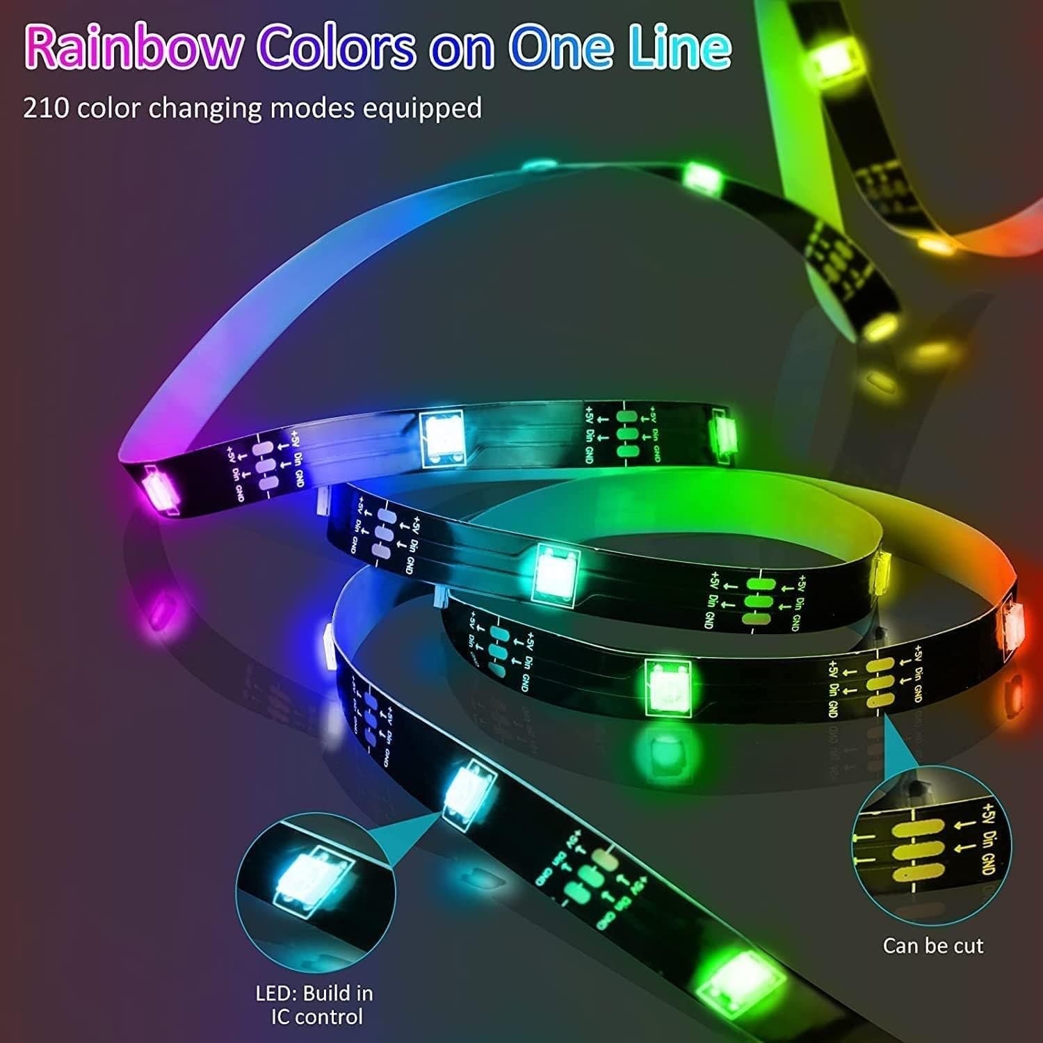 Striscia LED RGB 5M USB 5V Bluetooth App Telecomando TV Camera Feste Natale Casa - 2