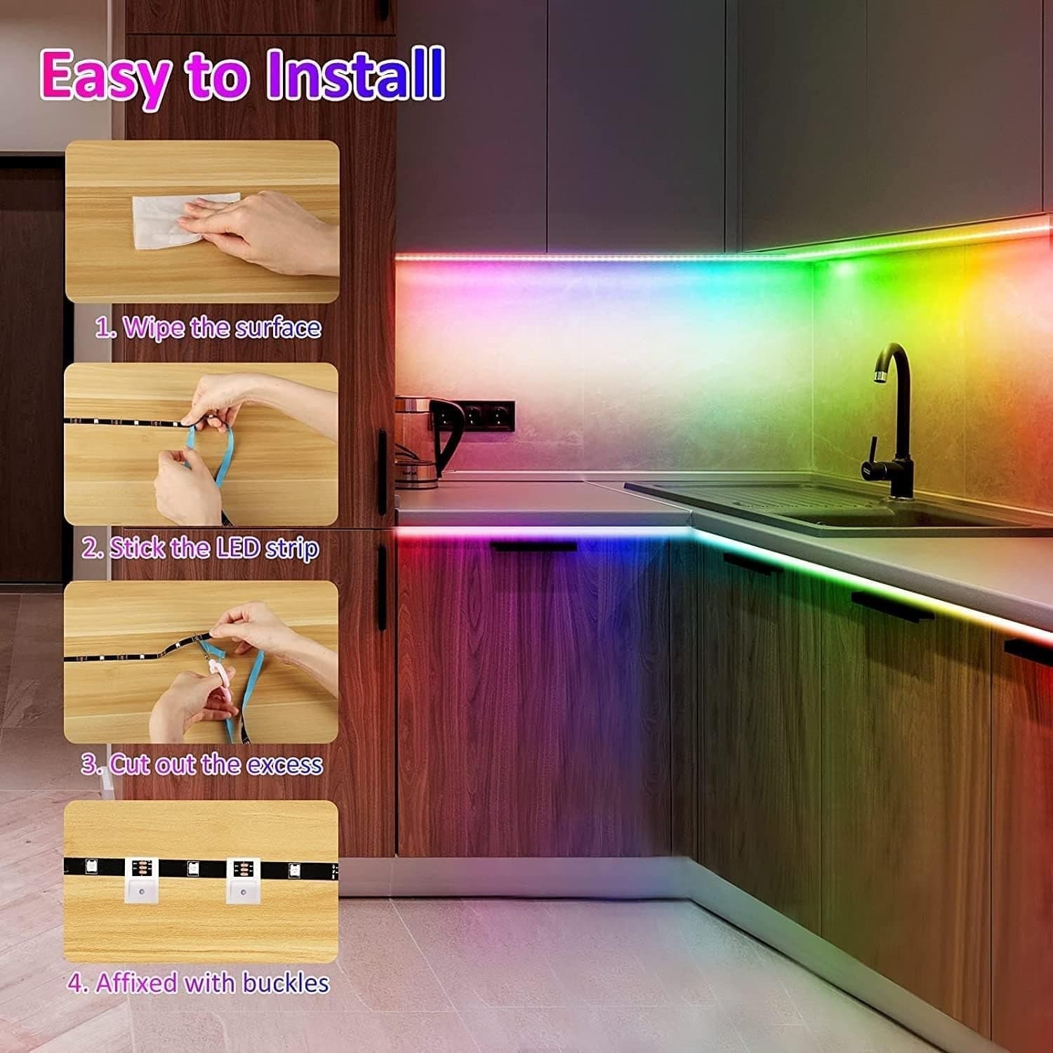 Striscia LED RGB 5M USB 5V Bluetooth App Telecomando TV Camera Feste Natale Casa - 4