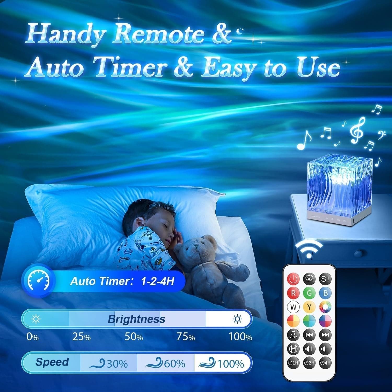 Proiettore Lampada Cielo Stellato Galaxy Aurora Bluetooth con Musica Bambini - 3