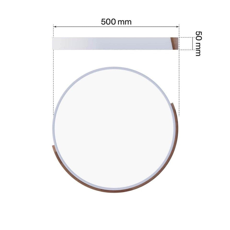 Plafoniera LED Rotonda Soffitto 36W CCT 3 Colori Ø50cm Legno Bianco 3800lm - 3