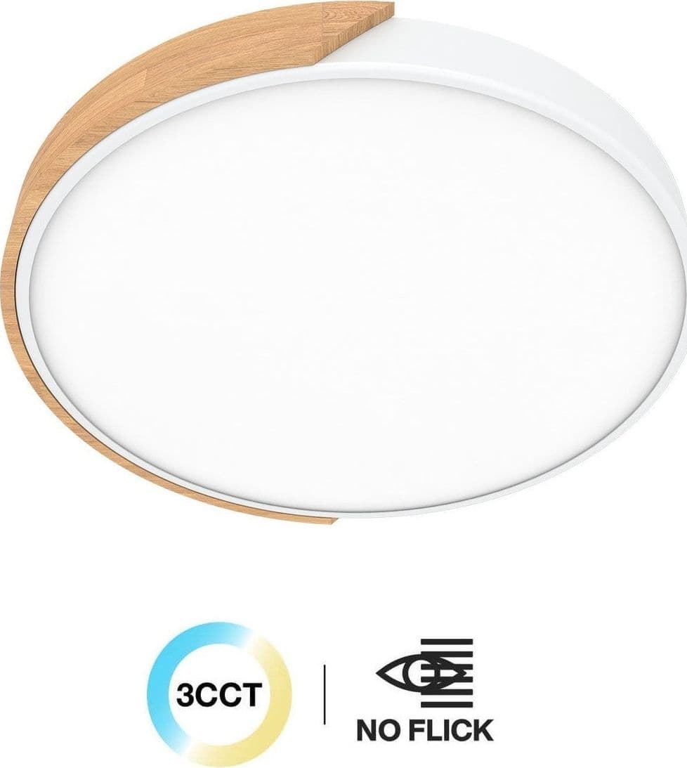 Plafoniera LED Rotonda Soffitto 36W CCT 3 Colori Ø50cm Legno Bianco 3800lm - 6