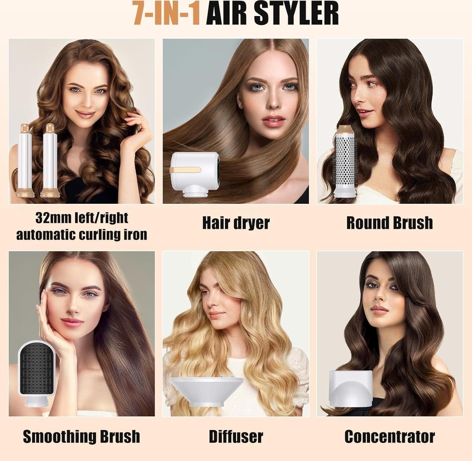 Styler Capelli 7 in 1 Asciugacapelli 110000 RPM Coanda Ricci Lisci Diffusore Air - 7